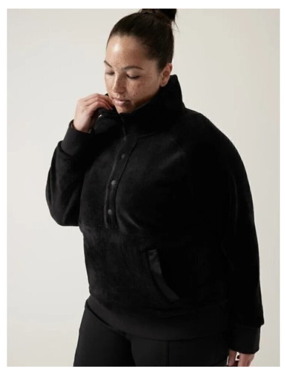 Athleta Cozy Karma Recovery Snap High Neck Fleece Sweatshirt